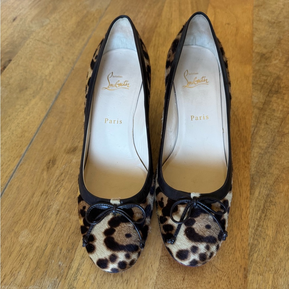 Christian Louboutin Pony hair Leopard Print Heels red bottom
